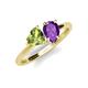 4 - Sasha Heart Shape Peridot & Pear Shape Amethyst 2 Stone Duo Ring 