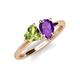 4 - Sasha Heart Shape Peridot & Pear Shape Amethyst 2 Stone Duo Ring 