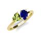4 - Sasha Heart Shape Peridot & Pear Shape Lab Created Blue Sapphire 2 Stone Duo Ring 