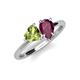 4 - Sasha Heart Shape Peridot & Pear Shape Rhodolite Garnet 2 Stone Duo Ring 