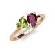 4 - Sasha Heart Shape Peridot & Pear Shape Rhodolite Garnet 2 Stone Duo Ring 