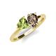 4 - Sasha Heart Shape Peridot & Pear Shape Smoky Quartz 2 Stone Duo Ring 