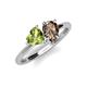 4 - Sasha Heart Shape Peridot & Pear Shape Smoky Quartz 2 Stone Duo Ring 