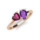 4 - Sasha Heart Shape Rhodolite Garnet & Pear Shape Amethyst 2 Stone Duo Ring 