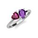 4 - Sasha Heart Shape Rhodolite Garnet & Pear Shape Amethyst 2 Stone Duo Ring 