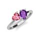 4 - Sasha Heart Shape Pink Tourmaline & Pear Shape Amethyst 2 Stone Duo Ring 
