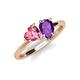 4 - Sasha Heart Shape Pink Tourmaline & Pear Shape Amethyst 2 Stone Duo Ring 