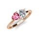 4 - Sasha Heart Shape Pink Tourmaline & Pear Shape Forever One Moissanite 2 Stone Duo Ring 