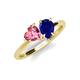 4 - Sasha Heart Shape Pink Tourmaline & Pear Shape Lab Created Blue Sapphire 2 Stone Duo Ring 