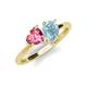 4 - Sasha Heart Shape Pink Tourmaline & Pear Shape Aquamarine 2 Stone Duo Ring 