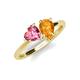 4 - Sasha Heart Shape Pink Tourmaline & Pear Shape Citrine 2 Stone Duo Ring 