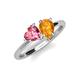 4 - Sasha Heart Shape Pink Tourmaline & Pear Shape Citrine 2 Stone Duo Ring 