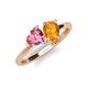 4 - Sasha Heart Shape Pink Tourmaline & Pear Shape Citrine 2 Stone Duo Ring 