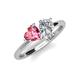 4 - Sasha GIA Certified Pear Shape Diamond & Heart Shape Pink Tourmaline 2 Stone Duo Ring 