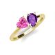 4 - Sasha Heart Shape Lab Created Pink Sapphire & Pear Shape Amethyst 2 Stone Duo Ring 