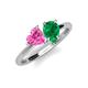 4 - Sasha Heart & Pear Shape Created Pink Sapphire & Created Emerald 2 Stone Duo Ring 