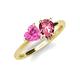 4 - Sasha Heart Shape Lab Created Pink Sapphire & Pear Shape Pink Tourmaline 2 Stone Duo Ring 