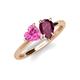 4 - Sasha Heart Shape Lab Created Pink Sapphire & Pear Shape Rhodolite Garnet 2 Stone Duo Ring 
