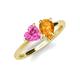 4 - Sasha Heart Shape Lab Created Pink Sapphire & Pear Shape Citrine 2 Stone Duo Ring 