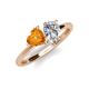 4 - Sasha Heart Shape Citrine & Pear Shape Forever Brilliant Moissanite 2 Stone Duo Ring 