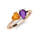 4 - Sasha Heart Shape Citrine & Pear Shape Amethyst 2 Stone Duo Ring 