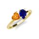 4 - Sasha Heart Shape Citrine & Pear Shape Lab Created Blue Sapphire 2 Stone Duo Ring 