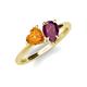 4 - Sasha Heart Shape Citrine & Pear Shape Rhodolite Garnet 2 Stone Duo Ring 