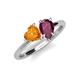 4 - Sasha Heart Shape Citrine & Pear Shape Rhodolite Garnet 2 Stone Duo Ring 