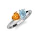 4 - Sasha Heart Shape Citrine & Pear Shape Aquamarine 2 Stone Duo Ring 