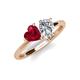 4 - Sasha Heart Shape Lab Created Ruby & Pear Shape Forever One Moissanite 2 Stone Duo Ring 