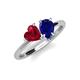 4 - Sasha Heart & Pear Shape Created Ruby & Created Blue Sapphire 2 Stone Duo Ring 
