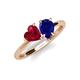 4 - Sasha Heart & Pear Shape Created Ruby & Created Blue Sapphire 2 Stone Duo Ring 
