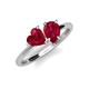 4 - Sasha Heart & Pear Shape Lab Created Ruby 2 Stone Duo Ring 