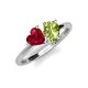4 - Sasha Heart Shape Lab Created Ruby & Pear Shape Peridot 2 Stone Duo Ring 