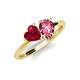 4 - Sasha Heart Shape Lab Created Ruby & Pear Shape Pink Tourmaline 2 Stone Duo Ring 