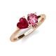4 - Sasha Heart Shape Lab Created Ruby & Pear Shape Pink Tourmaline 2 Stone Duo Ring 