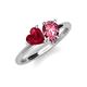 4 - Sasha Heart Shape Lab Created Ruby & Pear Shape Pink Tourmaline 2 Stone Duo Ring 