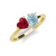 4 - Sasha Heart Shape Lab Created Ruby & Pear Shape Aquamarine 2 Stone Duo Ring 
