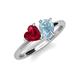 4 - Sasha Heart Shape Lab Created Ruby & Pear Shape Aquamarine 2 Stone Duo Ring 