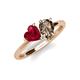 4 - Sasha Heart Shape Lab Created Ruby & Pear Shape Smoky Quartz 2 Stone Duo Ring 