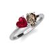 4 - Sasha Heart Shape Lab Created Ruby & Pear Shape Smoky Quartz 2 Stone Duo Ring 