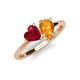 4 - Sasha Heart Shape Lab Created Ruby & Pear Shape Citrine 2 Stone Duo Ring 