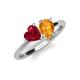 4 - Sasha Heart Shape Lab Created Ruby & Pear Shape Citrine 2 Stone Duo Ring 