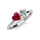4 - Sasha Heart Shape Lab Created Ruby & Pear Shape Forever Brilliant Moissanite 2 Stone Duo Ring 