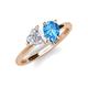 4 - Sasha Heart Shape Lab Created White Sapphire & Pear Shape Blue Topaz 2 Stone Duo Ring 