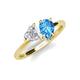 4 - Sasha Heart Shape Lab Created White Sapphire & Pear Shape Blue Topaz 2 Stone Duo Ring 