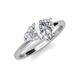 4 - Sasha Heart Shape Lab Created White Sapphire & Pear Shape Forever One Moissanite 2 Stone Duo Ring 