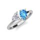 4 - Sasha Heart Shape Lab Created White Sapphire & Pear Shape Blue Topaz 2 Stone Duo Ring 