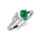 4 - Sasha Heart & Pear Shape Created White Sapphire & Created Emerald 2 Stone Duo Ring 