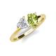 4 - Sasha Heart Shape Lab Created White Sapphire & Pear Shape Peridot 2 Stone Duo Ring 